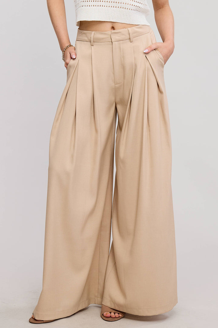 Sloan Wide Leg Pleated Trousers