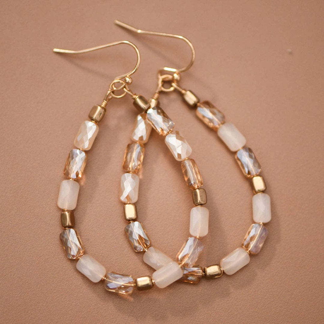 Beaded Teardrop Crystal Earrings