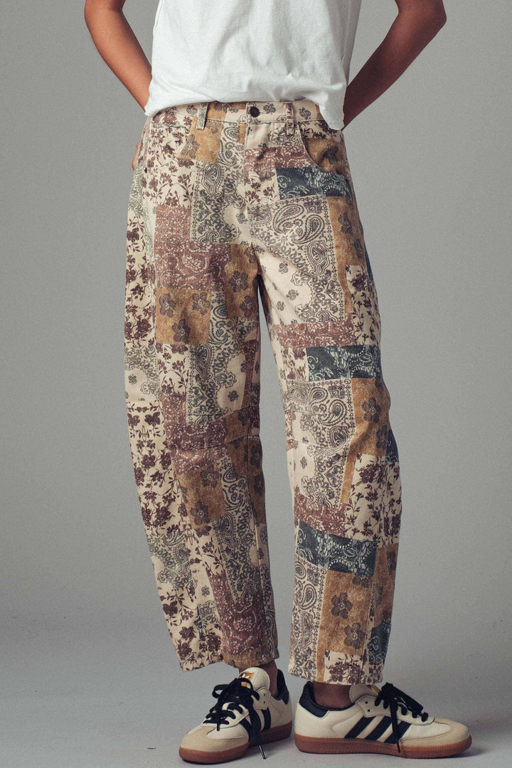 Wanderlust Patchwork Barrel Jeans