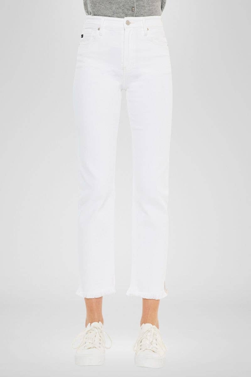 White Crop Straight Jeans by KanCan