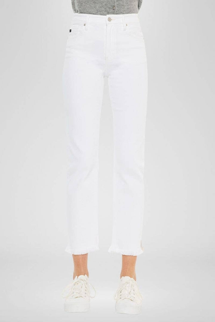 White Crop Straight Jeans by KanCan