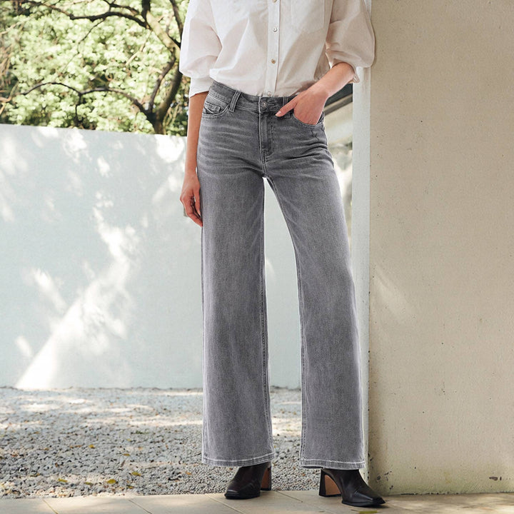 Rowanne Mid-Rise Wide Leg Jeans