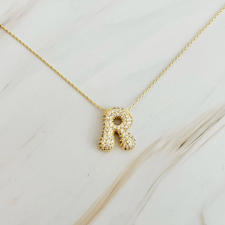 Pave Bubble Initial Necklace