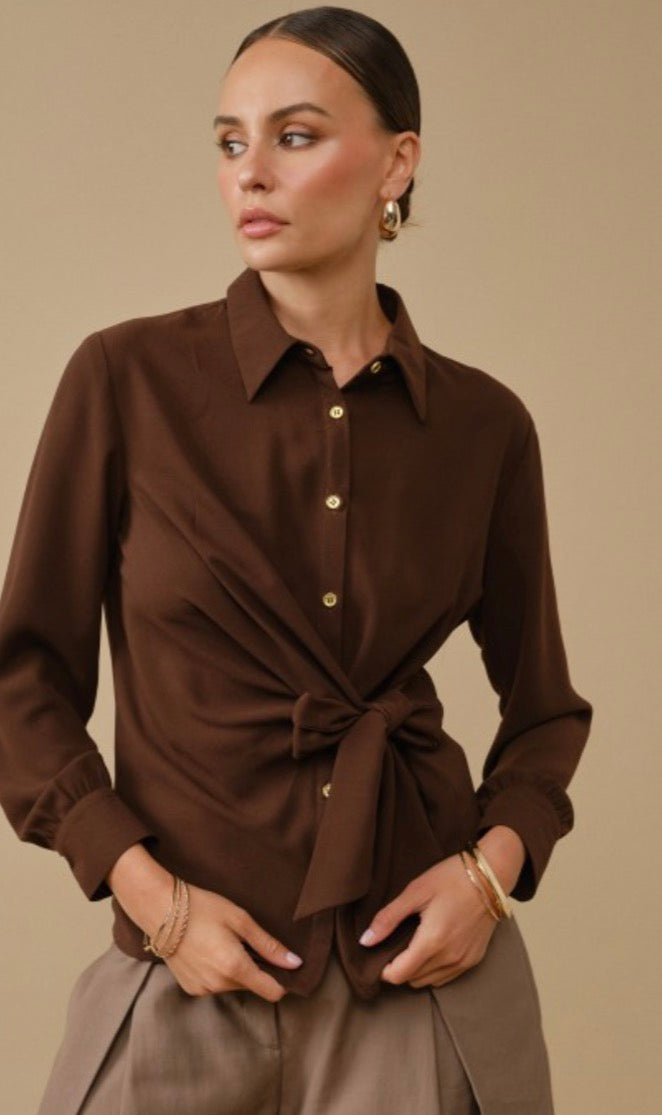 Keep It Classy Tie Waist Blouse