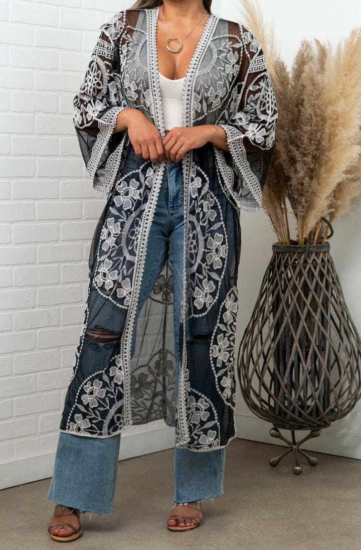 Brea Contrast Lace Kimono