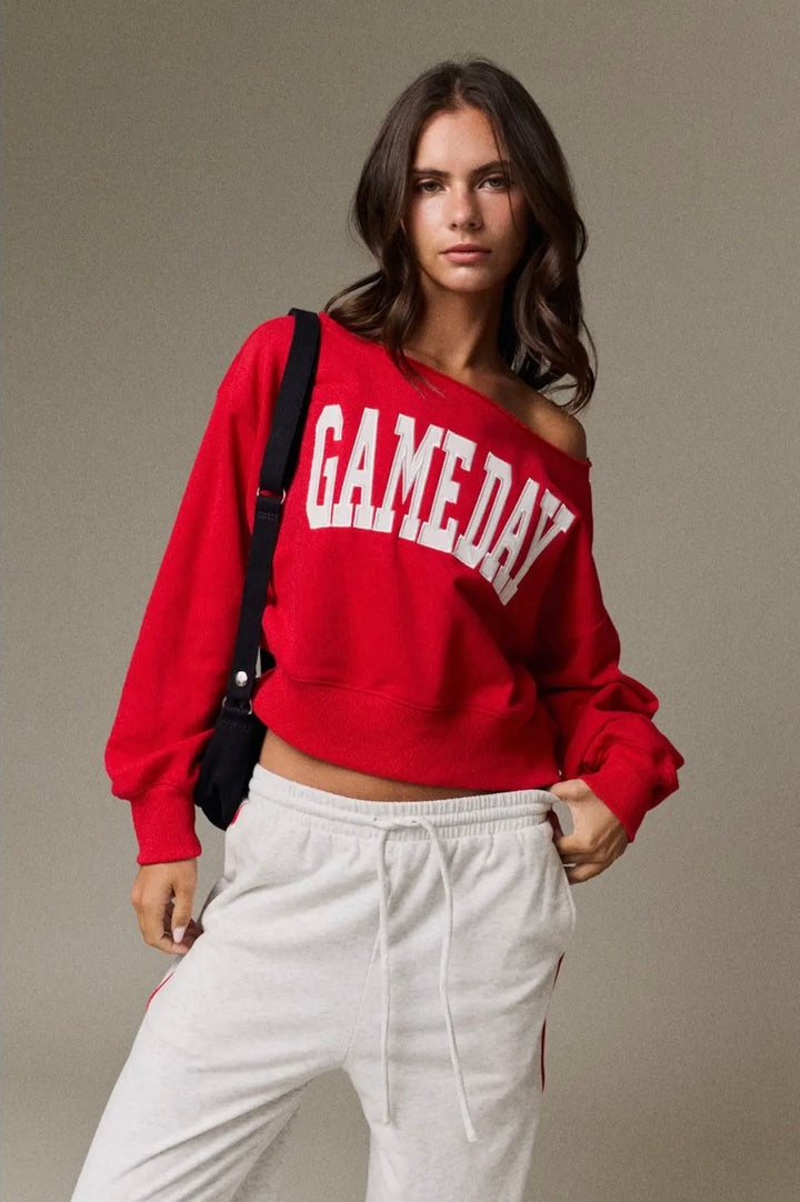 Game Day Off The Shoulder Sweatshirt
