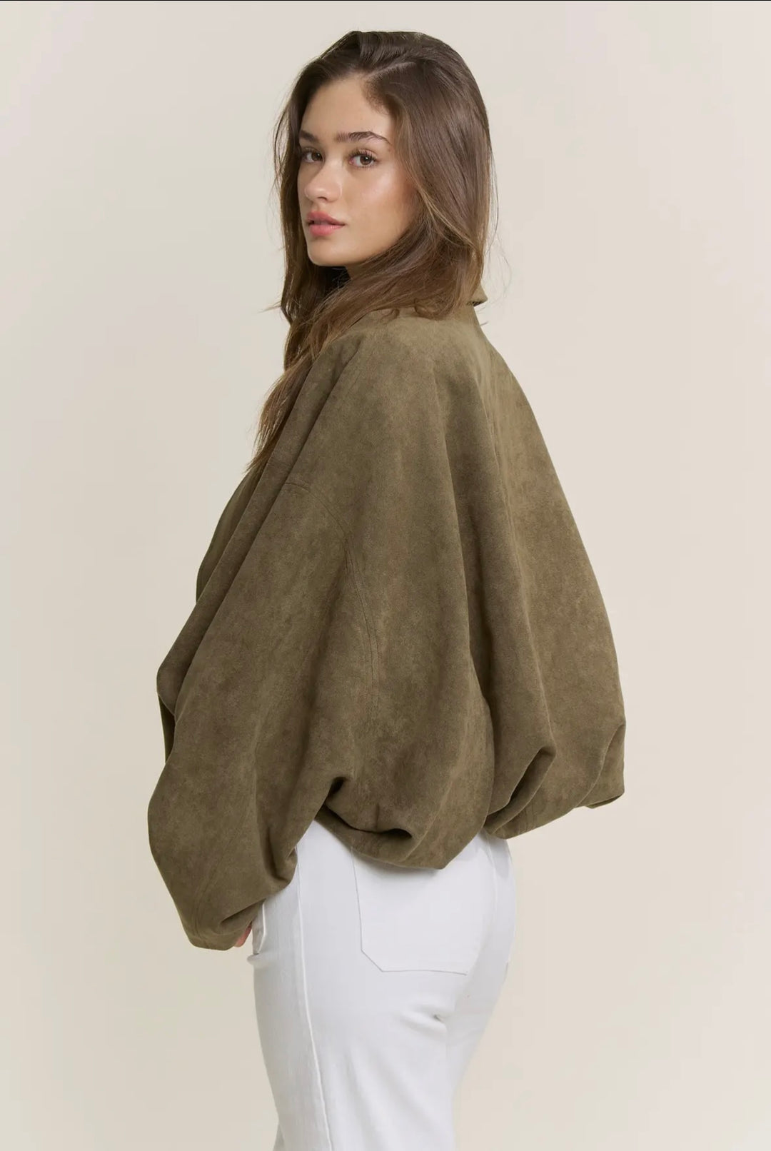 It Girl Suede Bomber Jacket