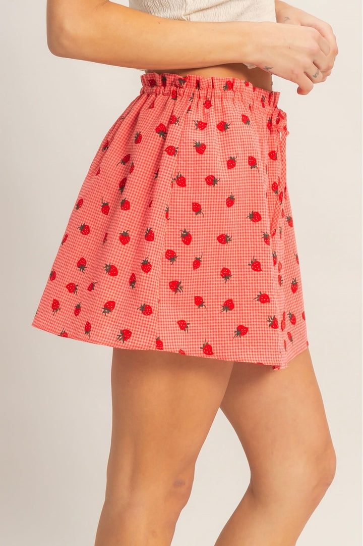 Strawberry Gingham Skirt