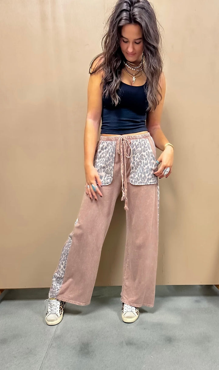 Wild Side Mineral Washed Leopard Pants
