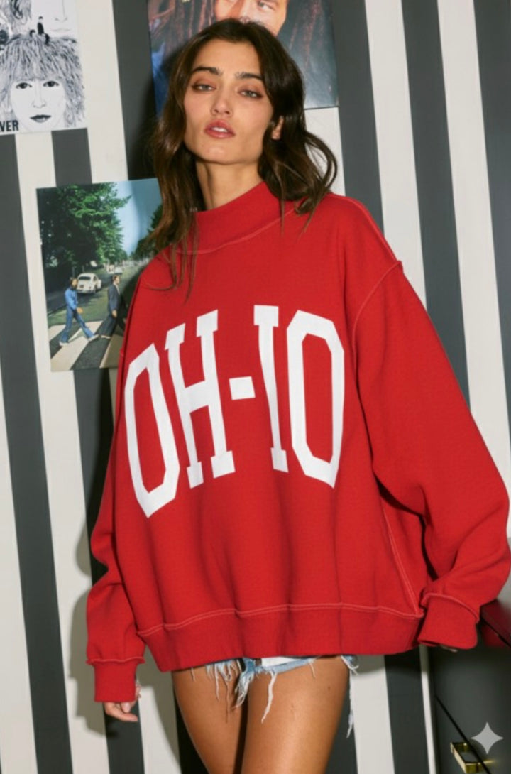 OH-IO Reversible Mock Neck Sweatshirt {Preorder}