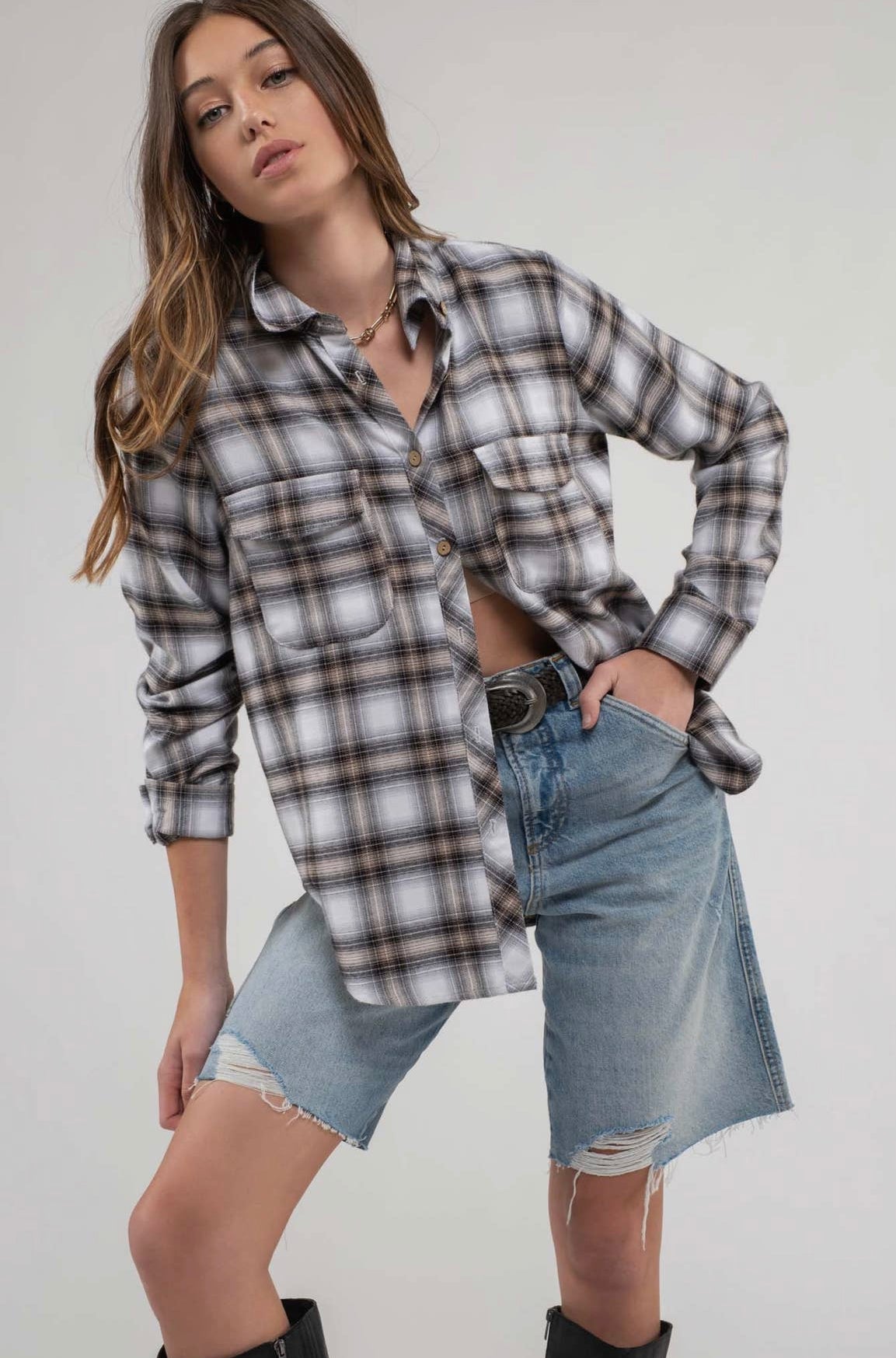 Bri Plaid Flannel Button Down