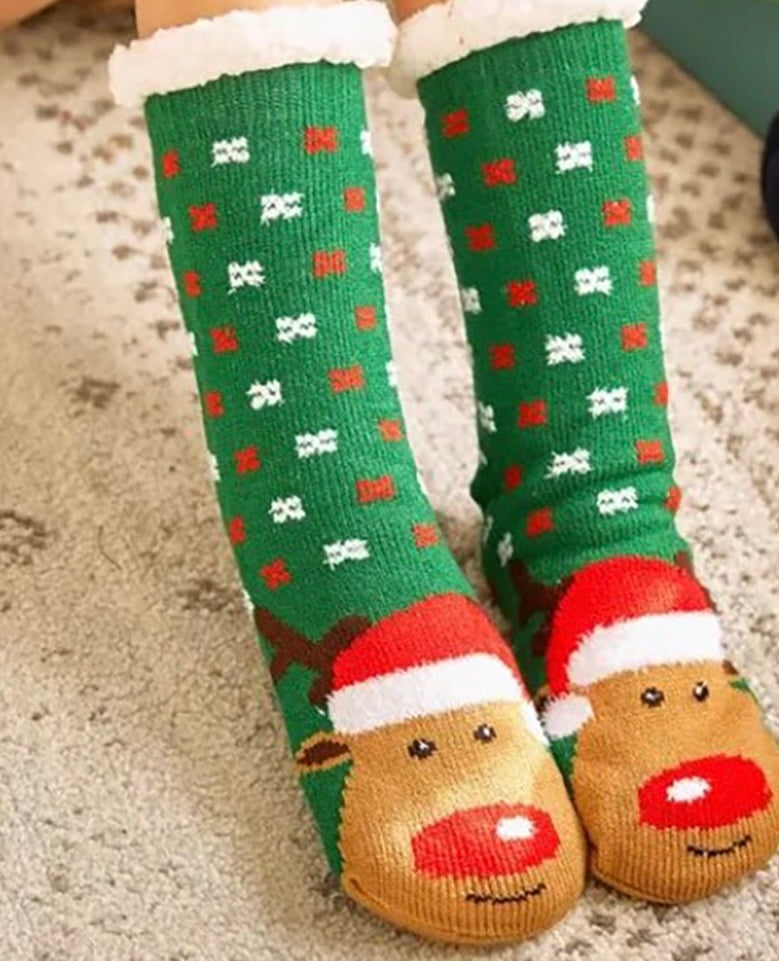 Cozy Reindeer Christmas Slipper Socks