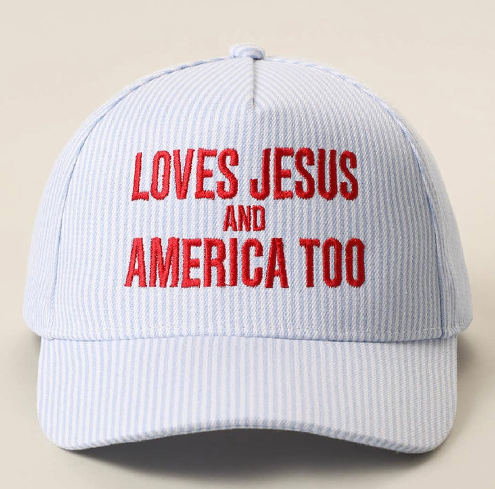Loves Jesus + America Too Embroidered Hat