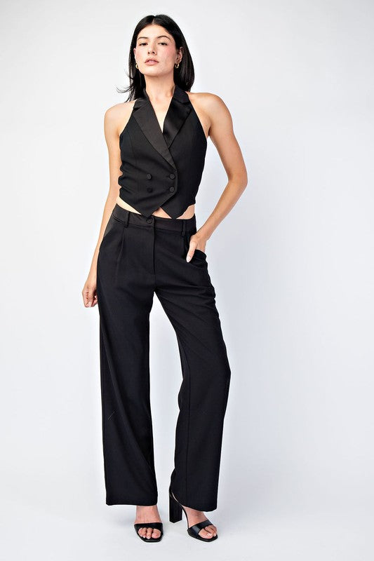 Black Tie Affair Satin Contrast Detailed Trousers