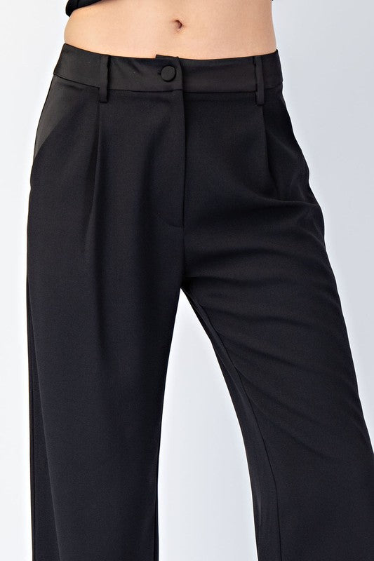 Black Tie Affair Satin Contrast Detailed Trousers