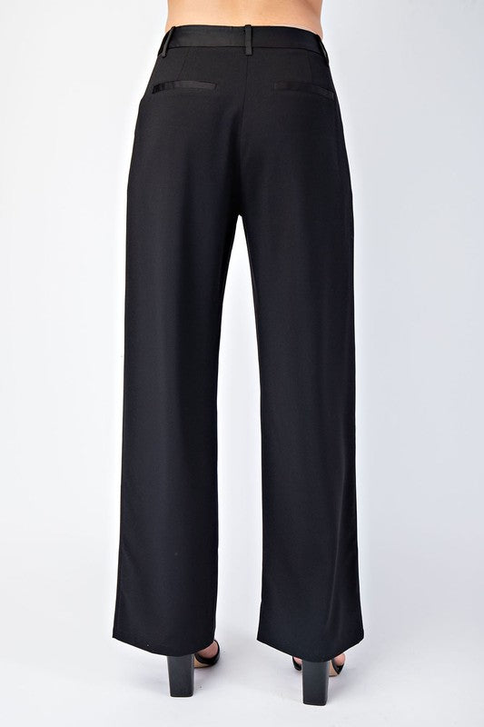 Black Tie Affair Satin Contrast Detailed Trousers