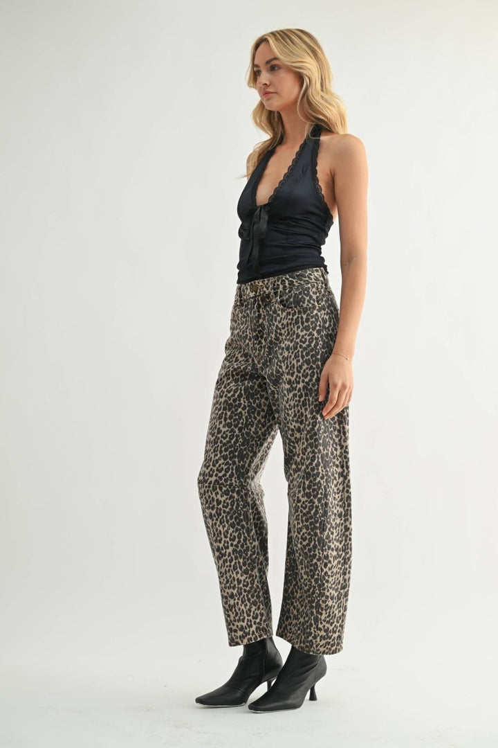 Leo Leopard Barrel Jeans