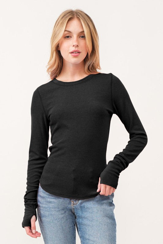 Just the Basics Baby Rib Long Sleeve Top with Thumbholes