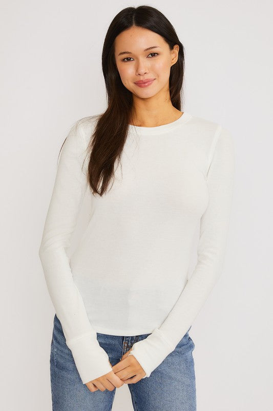 Just the Basics Baby Rib Long Sleeve Top with Thumbholes