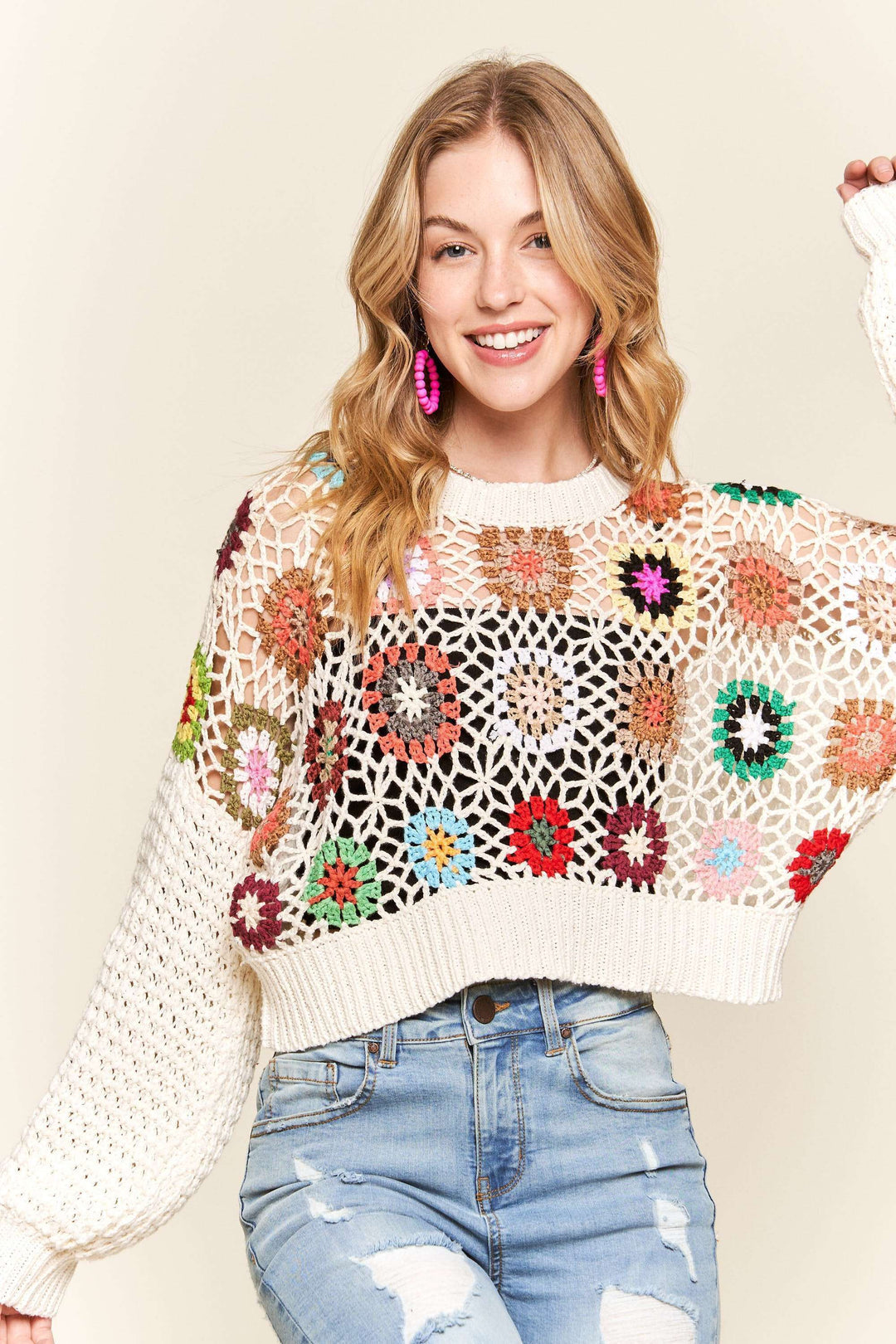 Dahlia Crochet Sweater restock