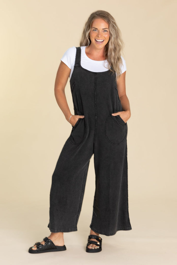 Easy Street Waffle Knit Jumpsuit