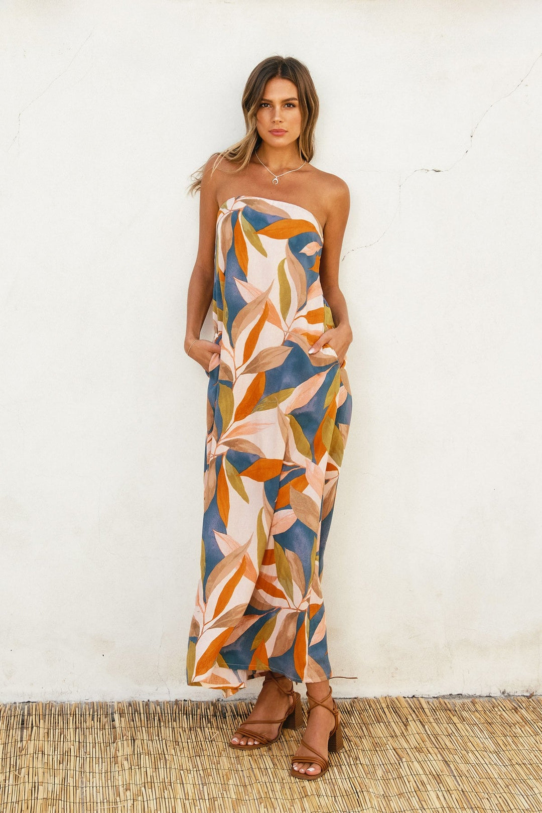 Destinations Strapless Tie Back Maxi Dress