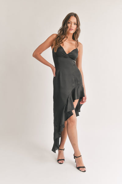 Essence Black Ruffle Maxi Dress