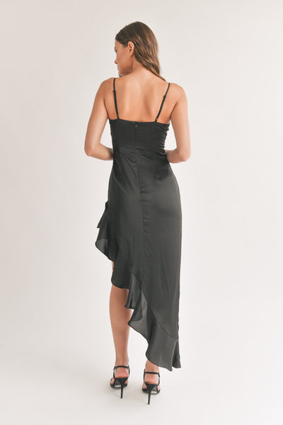 Essence Black Ruffle Maxi Dress