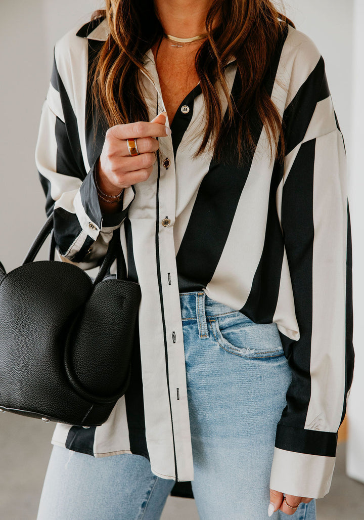 Be Bold Stripe Satin Shirt