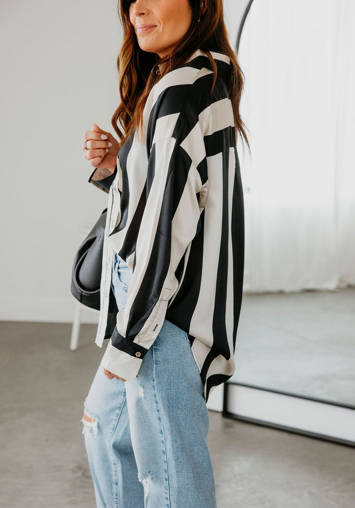 Be Bold Stripe Satin Shirt
