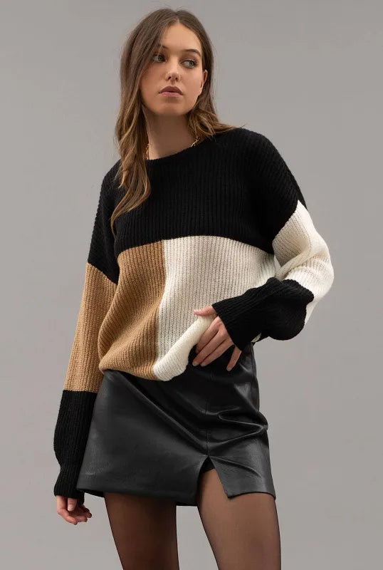 Kloe Colorblock Tie-Back Sweater