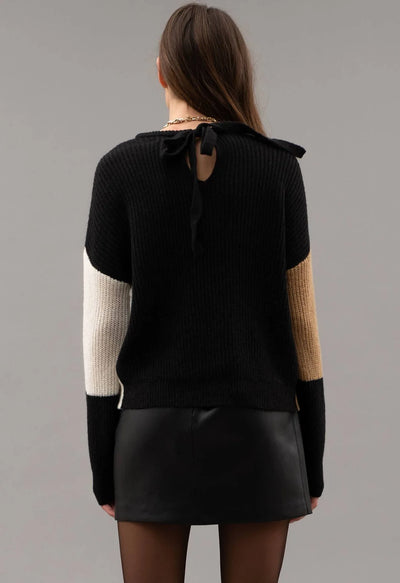Kloe Colorblock Tie-Back Sweater