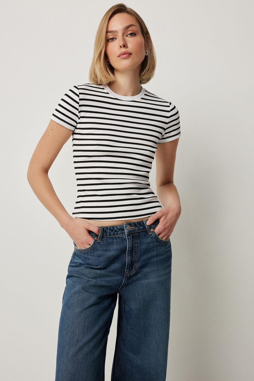 Short Sleeve Stripe Baby Tee