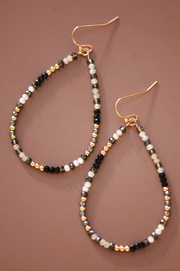 Beaded Teardrop Crystal Earrings