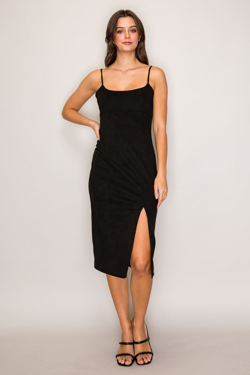 Sloan Suede Midi Dress Black / M
