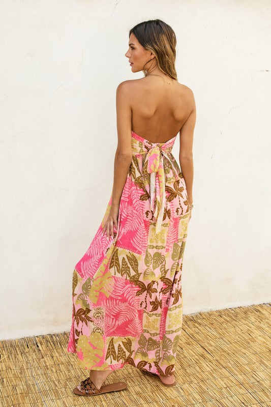 Island Breeze Strapless Tie Back Maxi Dress