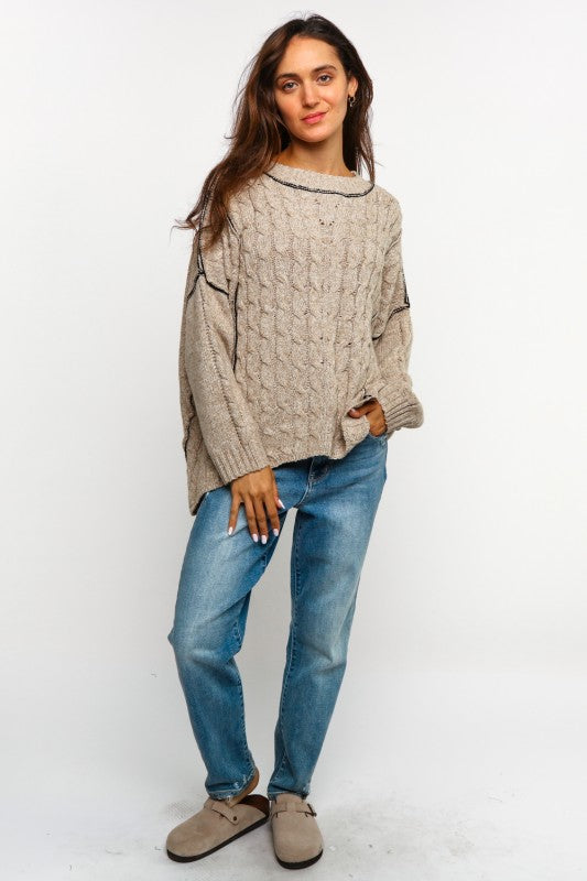 Vintage Vibes Cable Knit Sweater