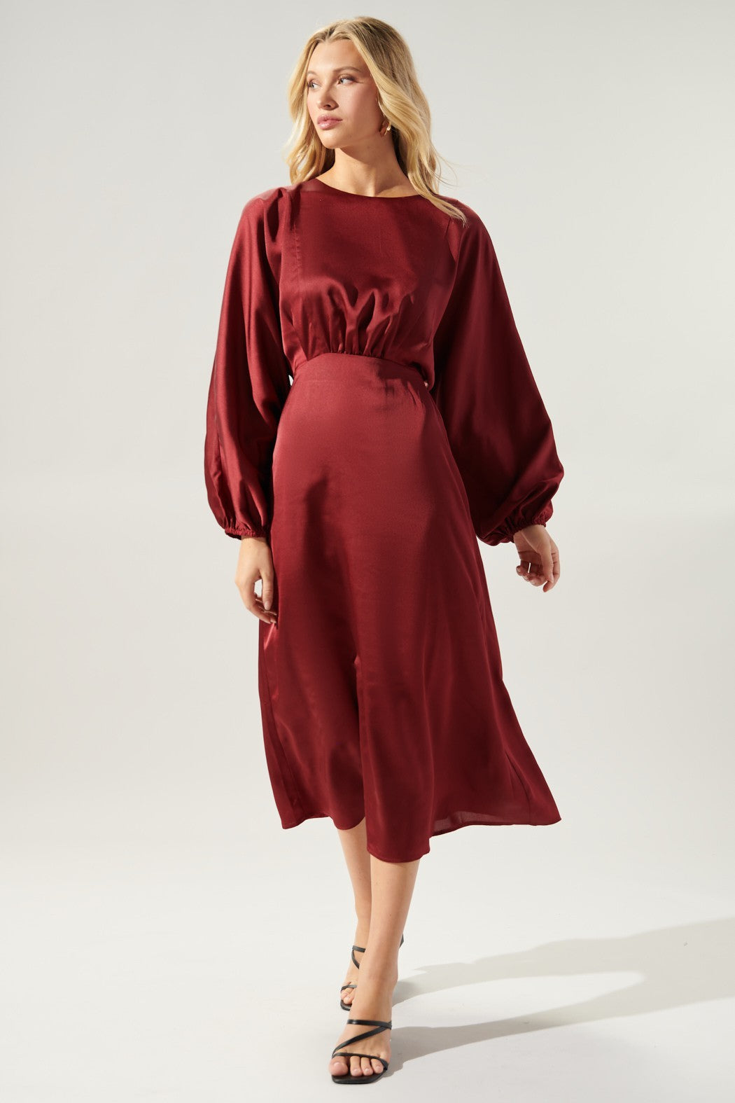Chateau Satin Midi Dress