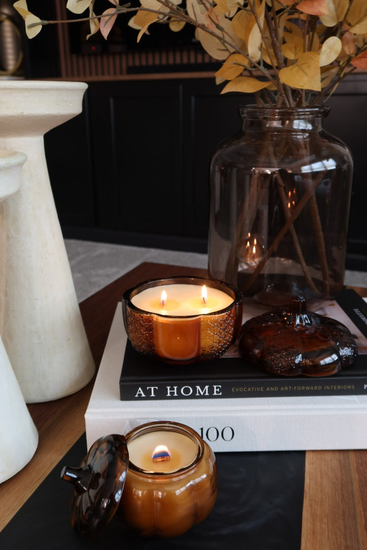 Glass Pumpkin Jar Candle