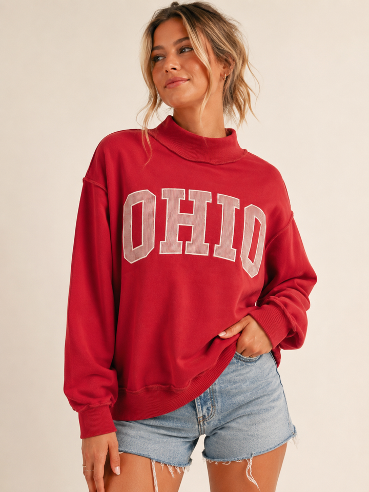 OHIO Stripe Mock Neck Pullover {Preorder}