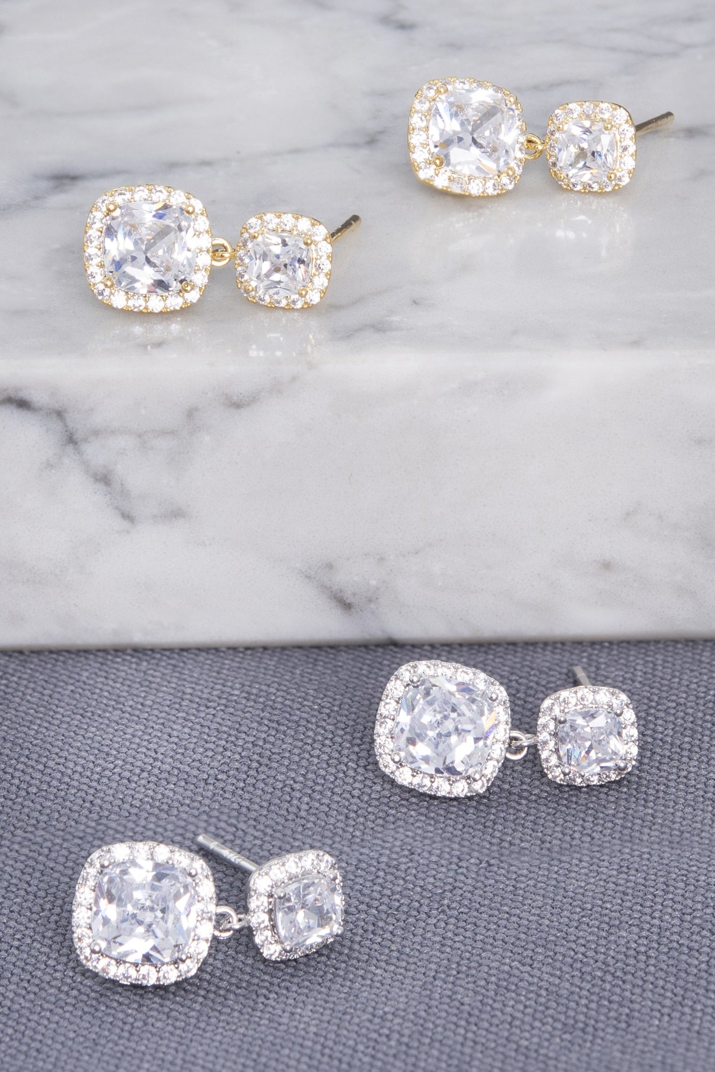 Double Halo CZ Earrings
