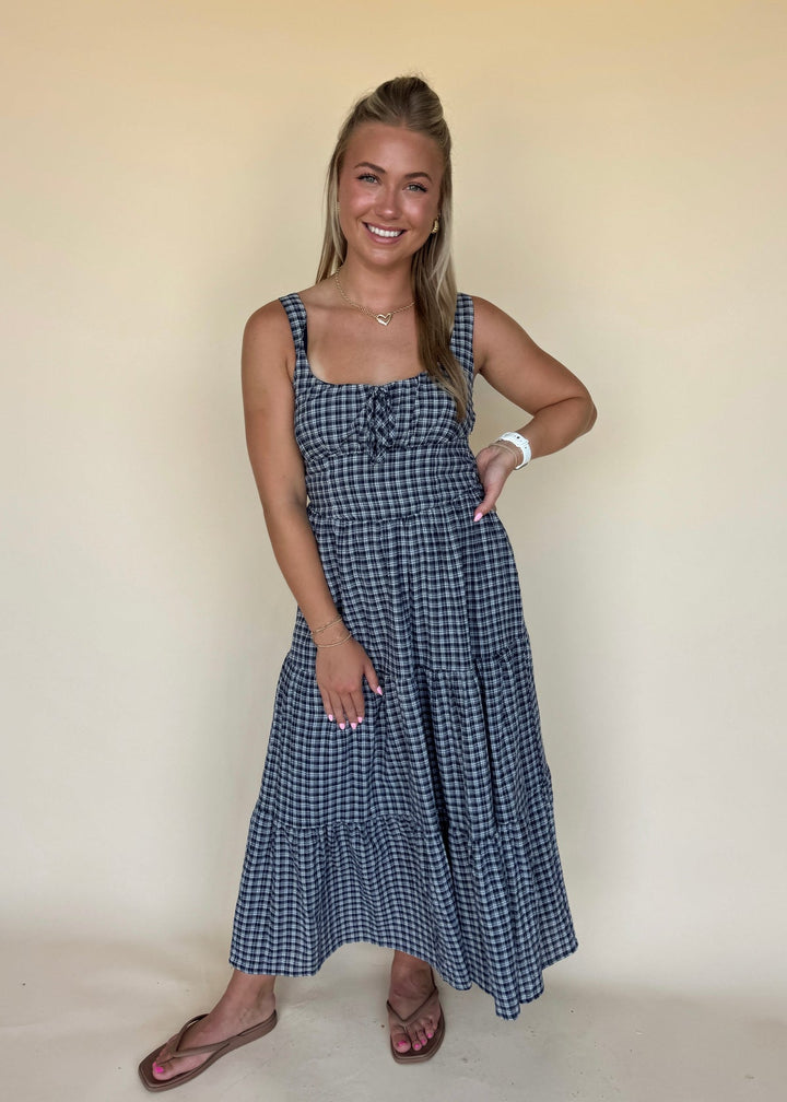 Navie Plaid Midi Dress