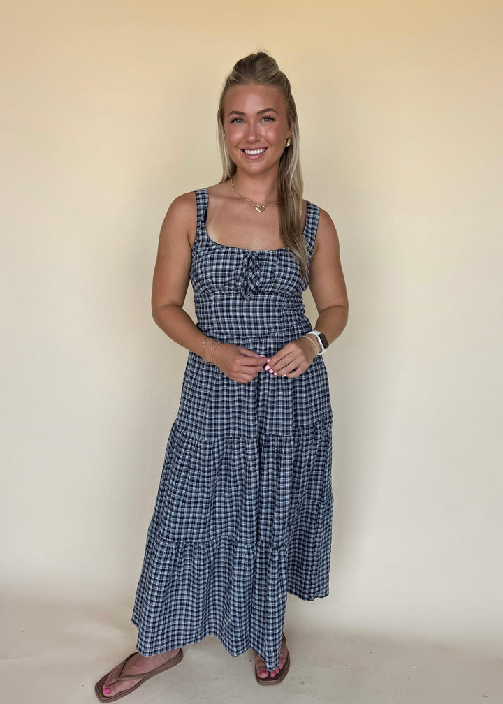 Navie Plaid Midi Dress