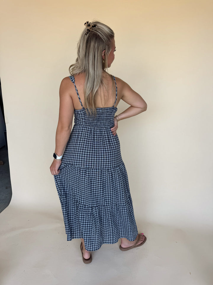 Navie Plaid Midi Dress