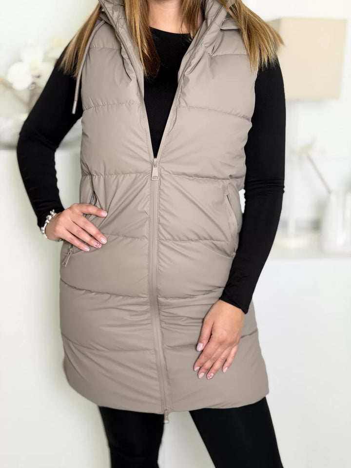 Hooded Longline Puffer Vest