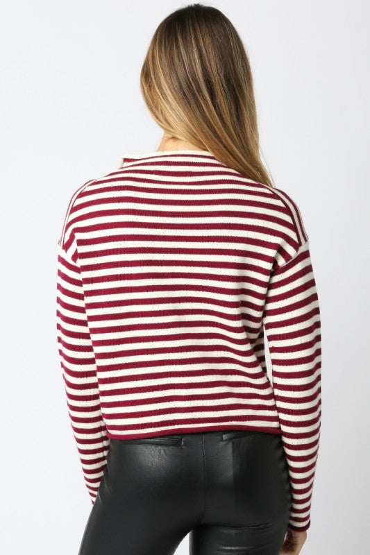 Elina Striped Cashmere Blend Cardigan