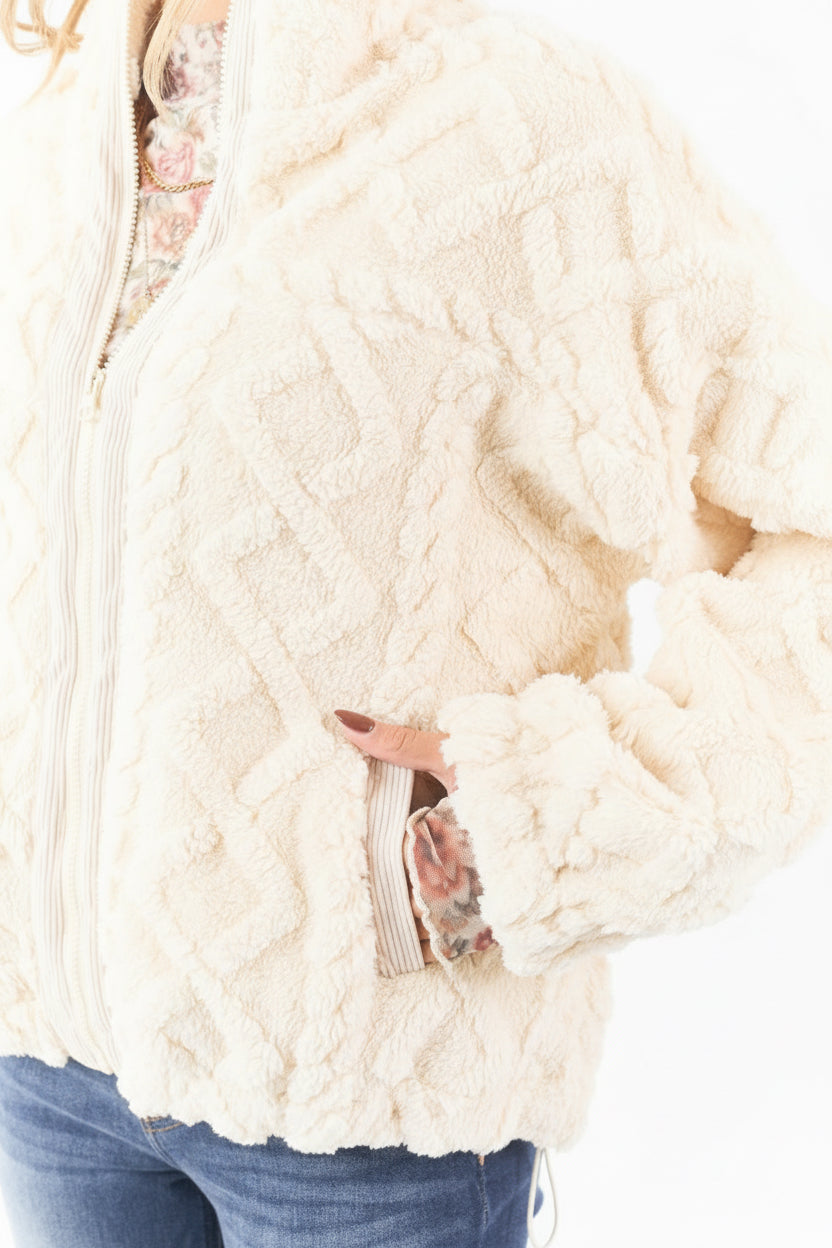 Teddy Cable Knit Fleece Jacket