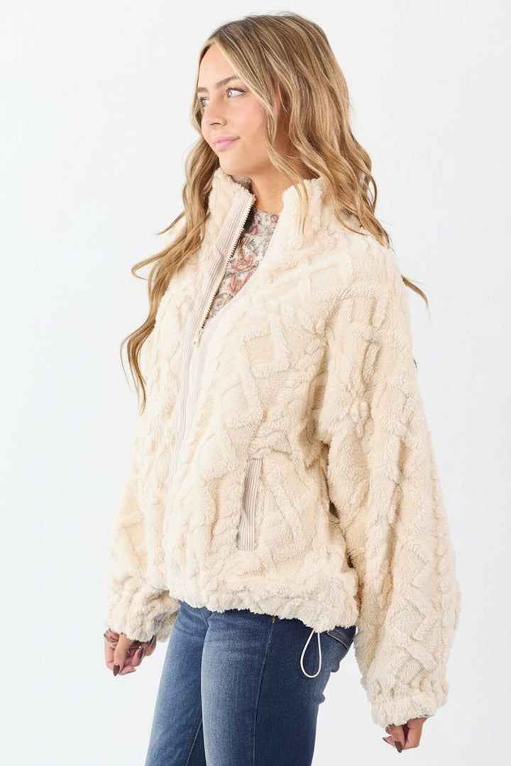 Teddy Cable Knit Fleece Jacket