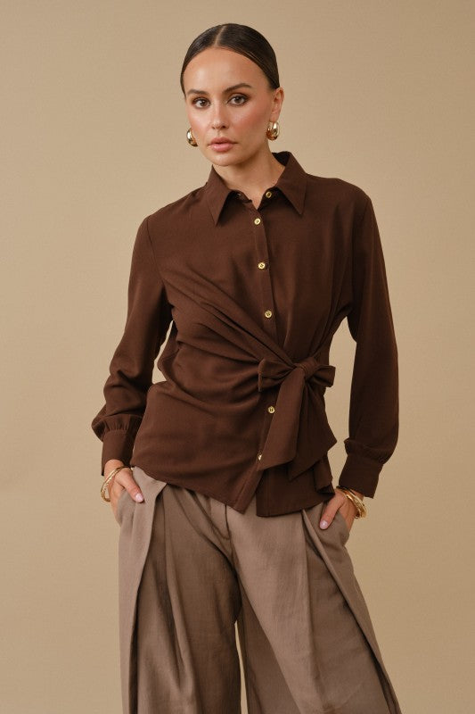 Keep It Classy Tie Waist Blouse
