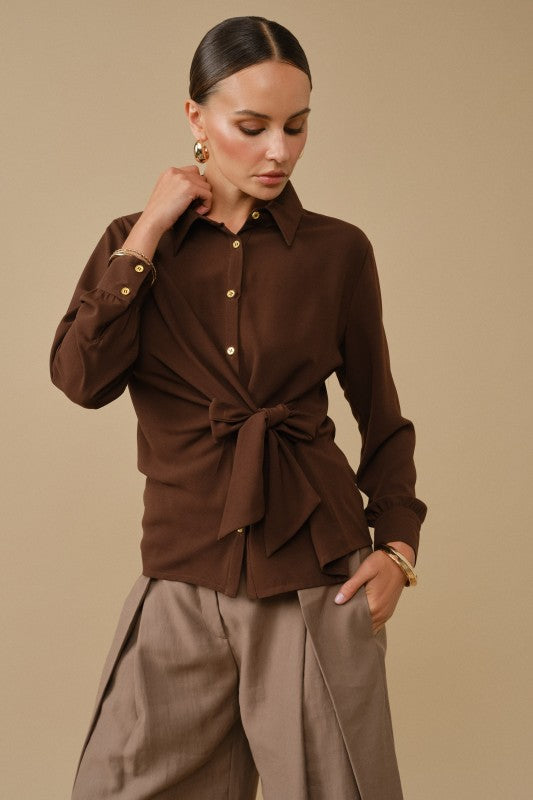 Keep It Classy Tie Waist Blouse